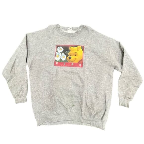 90s Winnie the Pooh Gray XL Sweatshirt Crew Neck Unisex - Picture 1 of 5
